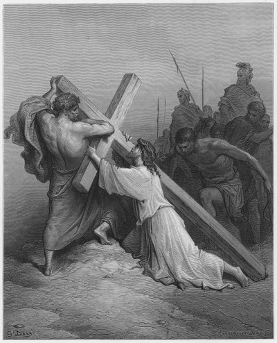La Biblia de Gustave Doré: Jesús cayendo bajo la Cruz de Gustave Dore